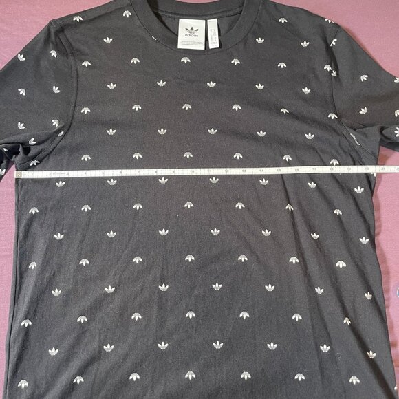 Adidas Black/White Trefoil All Over Print Short Sleeve T-Shirt - Men's Medium - Picture 4 of 5